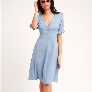 Lulu’s Good to be Me Light Blue Eyelet Midi Dress
